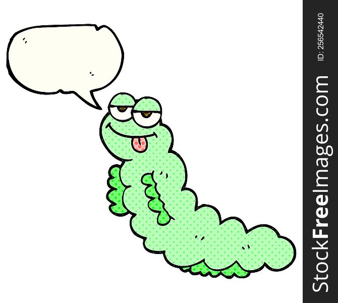 freehand drawn comic book speech bubble cartoon caterpillar