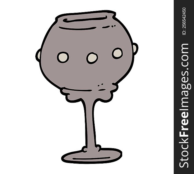 hand drawn doodle style cartoon metal goblet