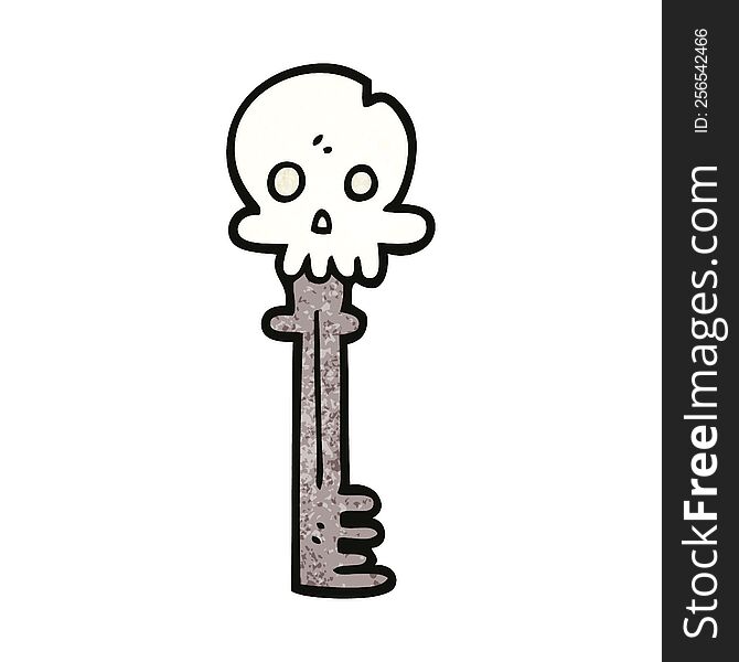 cartoon doodle spooky skull key