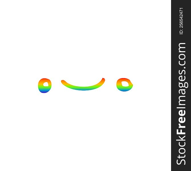 Rainbow Gradient Line Drawing Happy Cartoon Face