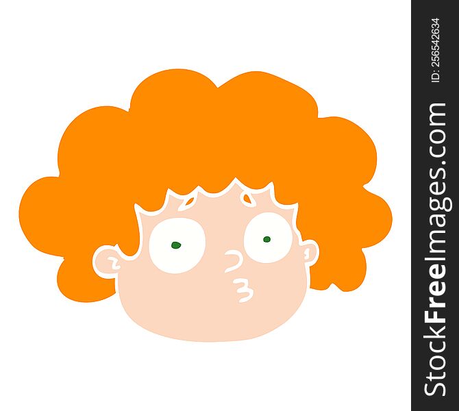 Flat Color Illustration Cartoon Big Hair Boy