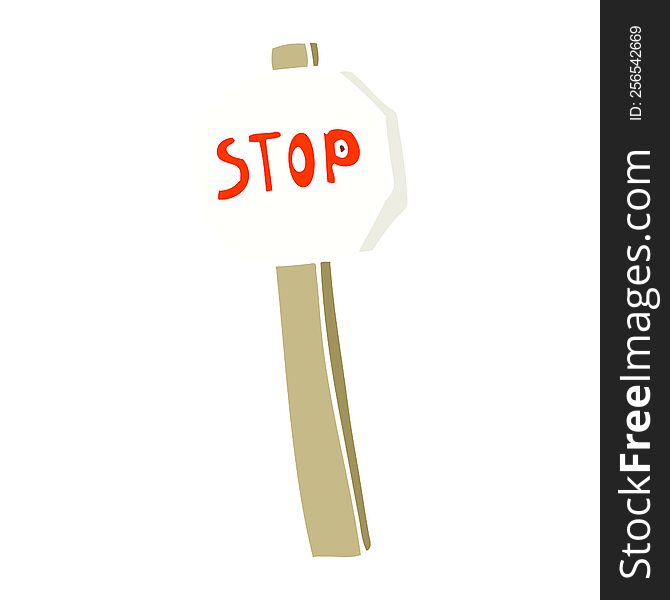 flat color illustration cartoon stop sign