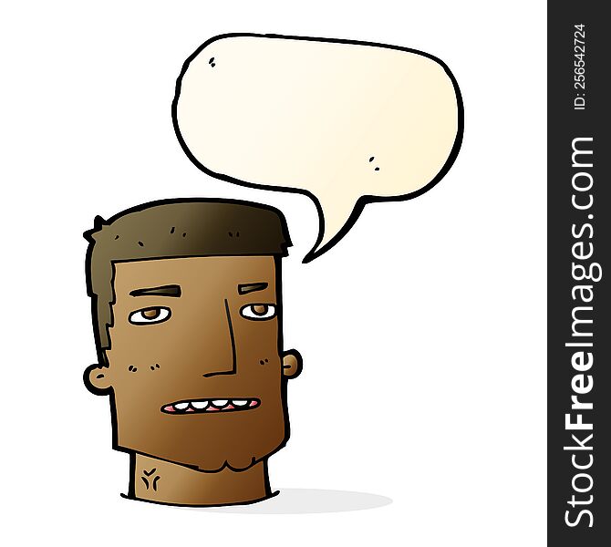 Cartoon Male Head With Speech Bubble