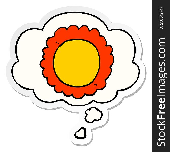 Cartoon Flower And Thought Bubble As A Printed Sticker