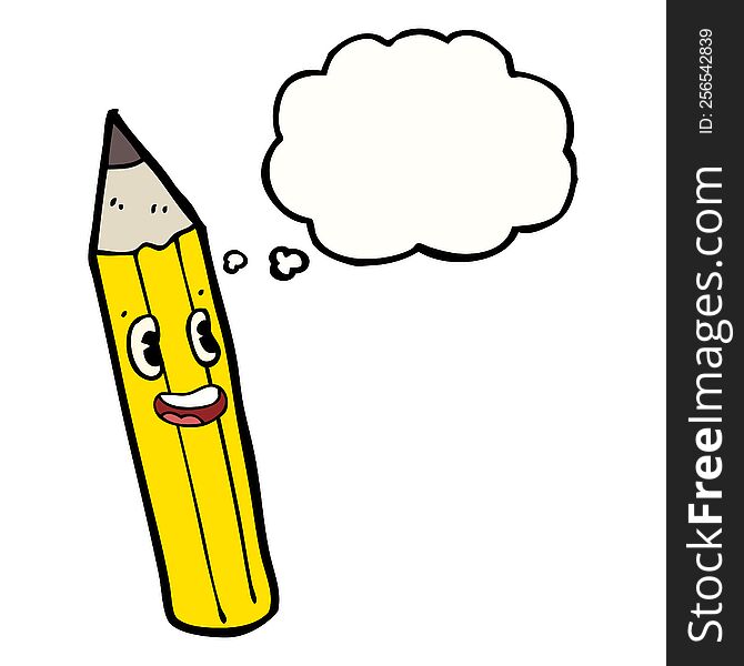 Cartoon Pencil With Thought Bubble