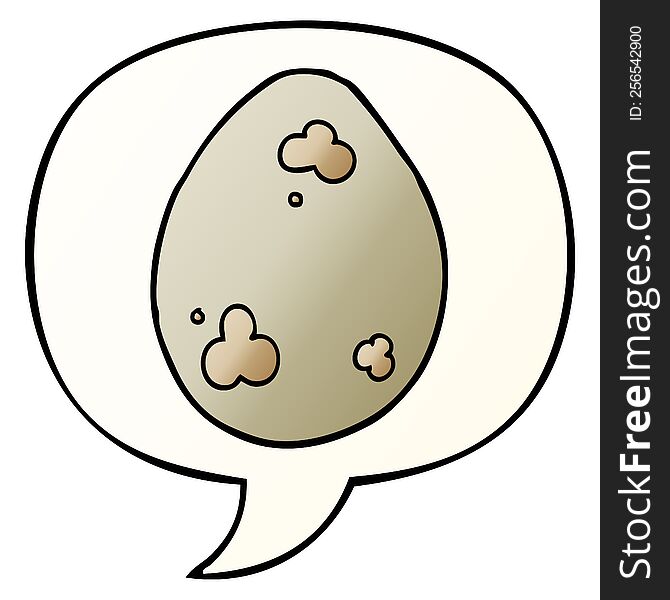 Cartoon Egg And Speech Bubble In Smooth Gradient Style