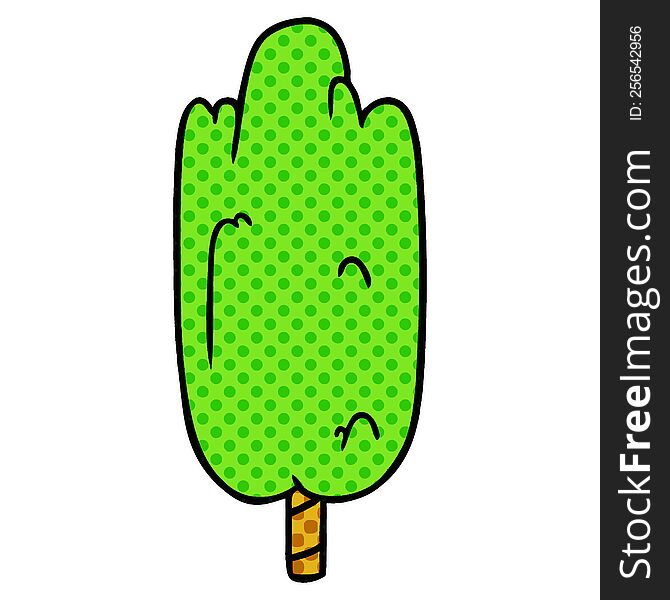 hand drawn cartoon doodle single green tree