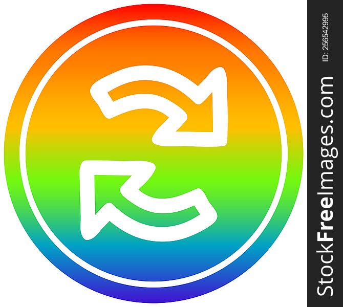 recycling arrow circular icon with rainbow gradient finish. recycling arrow circular icon with rainbow gradient finish