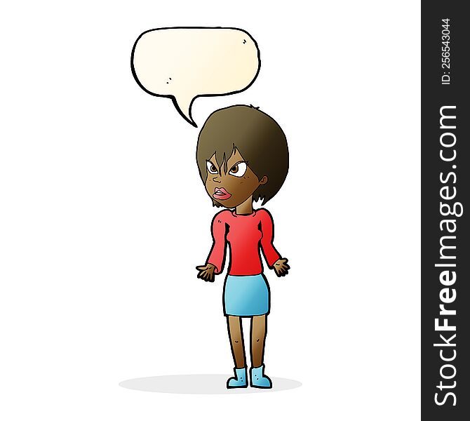 Cartoon Annoyed Woman With Speech Bubble