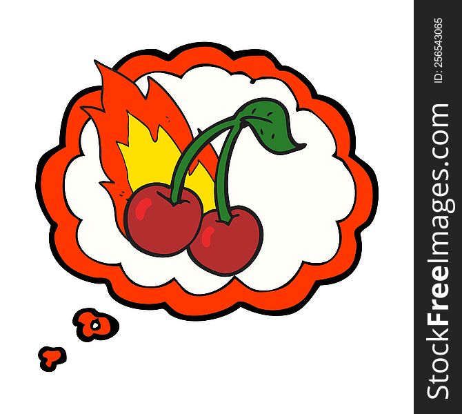 Thought Bubble Cartoon Flaming Cherries