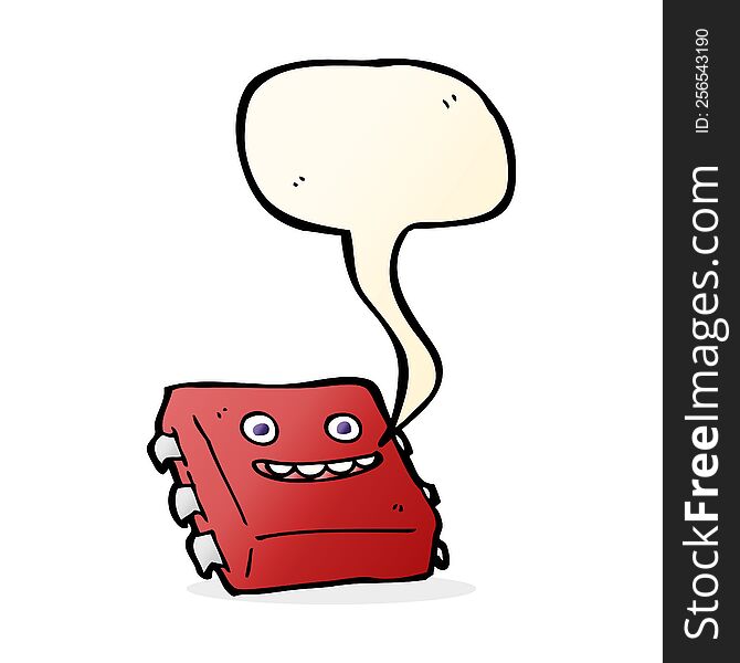 cartoon computer chip with speech bubble