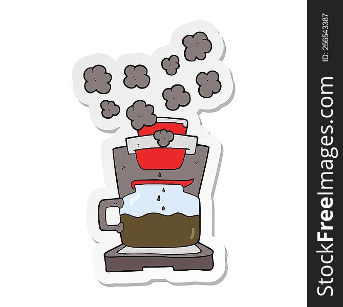 sticker of a cartoon coffee maker