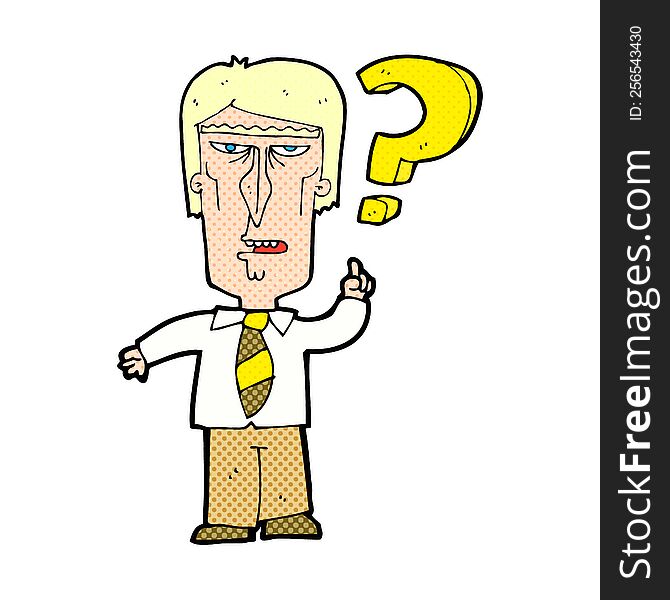 Cartoon Annoyed Man Asking Question