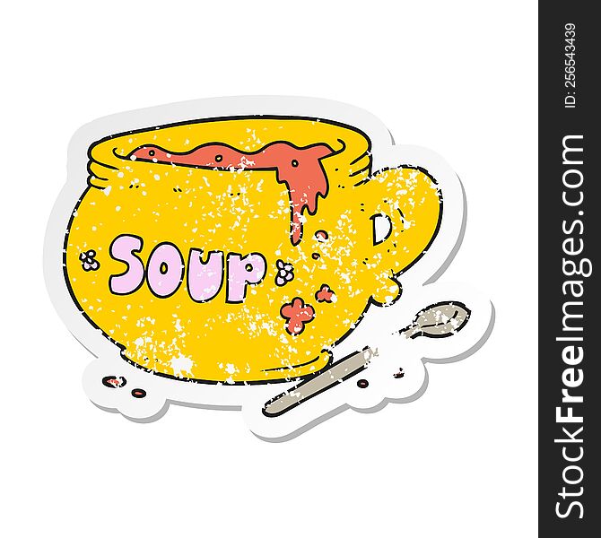 Retro Distressed Sticker Of A Cartoon Bowl Of Soup