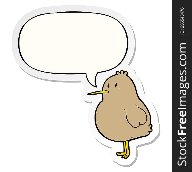 cute cartoon kiwi bird with speech bubble sticker