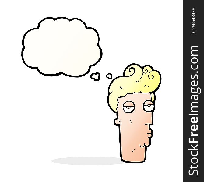 Cartoon Bored Man S Face With Thought Bubble