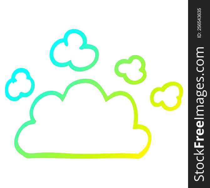 Cold Gradient Line Drawing Cartoon Weather Cloud