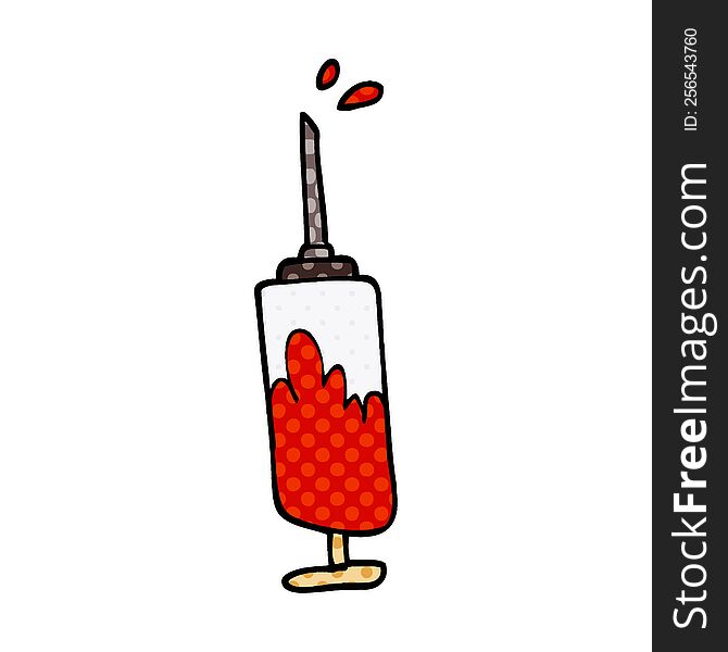 cartoon doodle needle full of blood