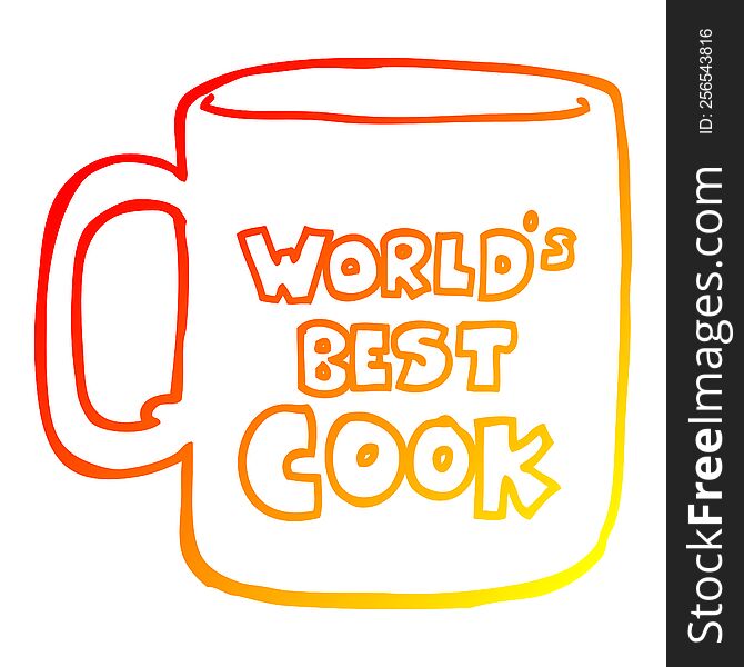 warm gradient line drawing of a worlds best cook mug