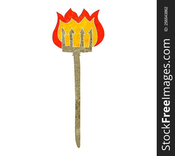 Retro Cartoon Flaming Devil Fork