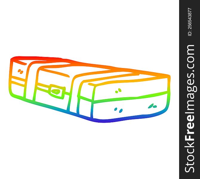 rainbow gradient line drawing of a cartoon suit case