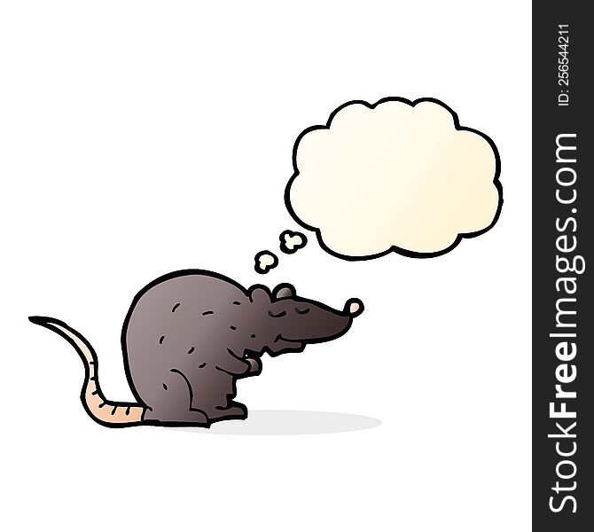 Cartoon Black Rat With Thought Bubble