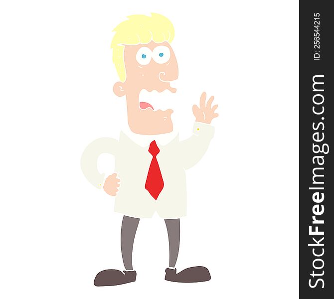 Flat Color Illustration Of A Cartoon Businessman