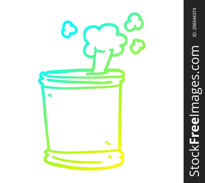 cold gradient line drawing of a cartoon bursting can of food