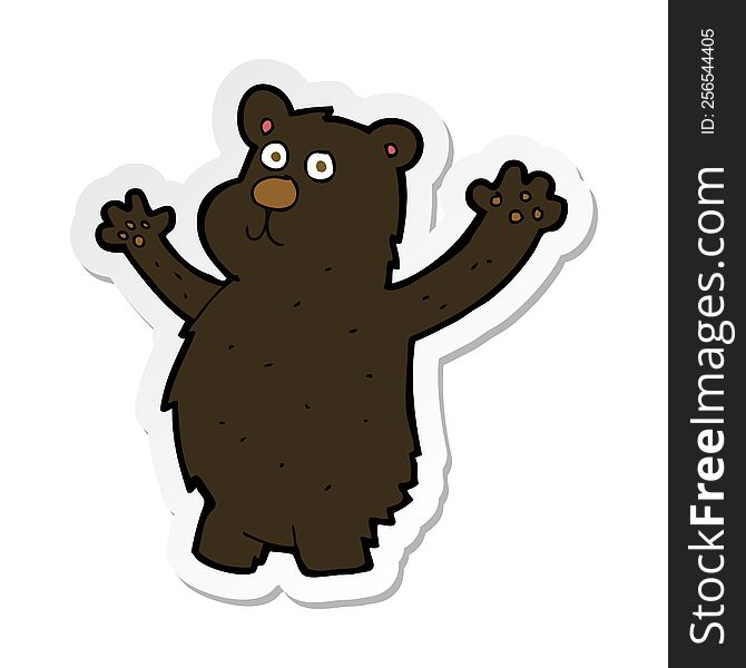 Sticker Of A Cartoon Funny Black Bear