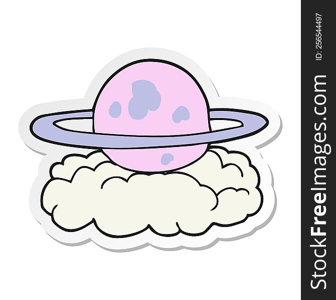 sticker of a cartoon alien planet