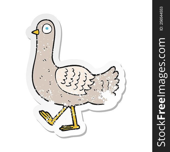 retro distressed sticker of a cartoon pigeon