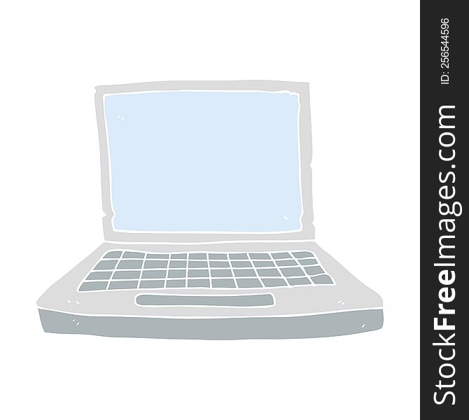 Flat Color Illustration Of A Cartoon Laptop Computer