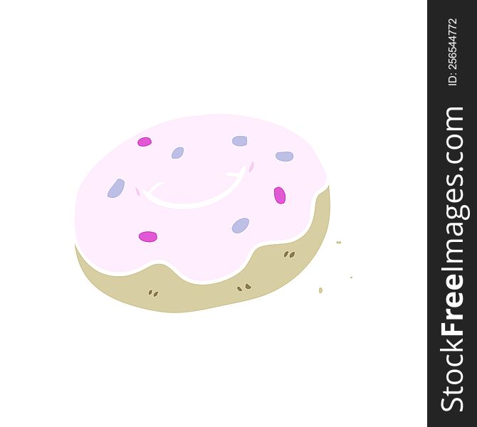 Flat Color Style Cartoon Donut With Sprinkles