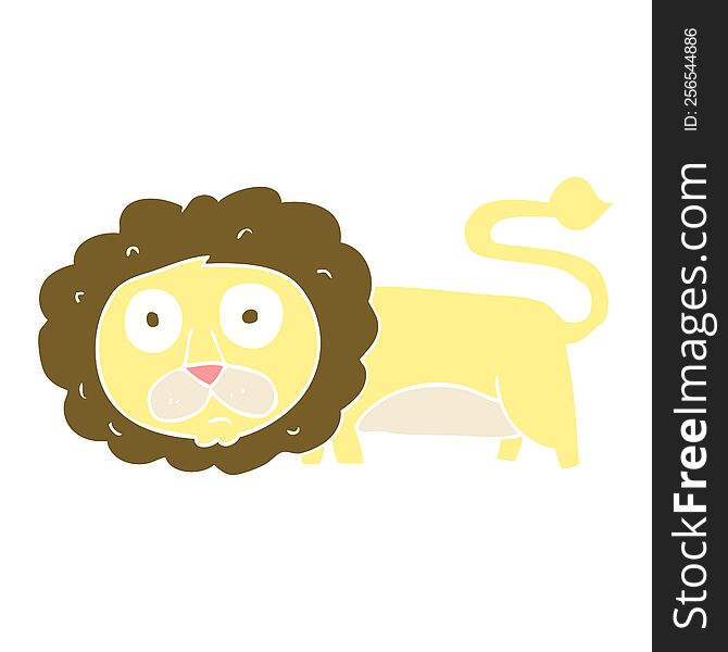 Flat Color Illustration Of A Cartoon Lion