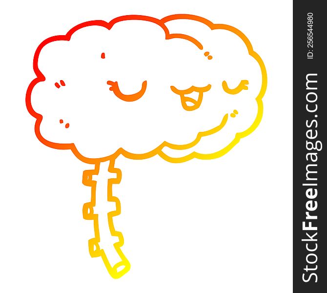 Warm Gradient Line Drawing Happy Cartoon Brain