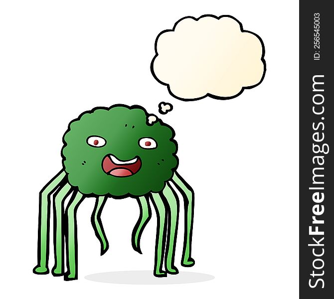 cartoon spider with thought bubble