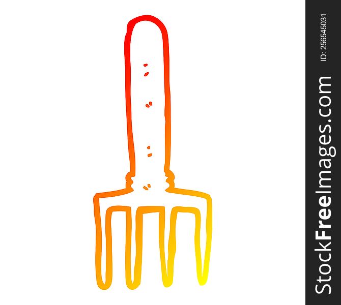 warm gradient line drawing of a cartoon fork