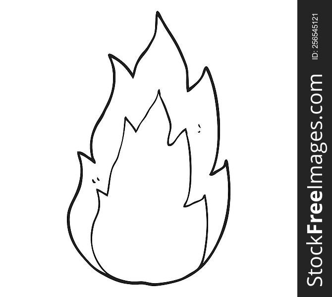 freehand drawn black and white cartoon fire