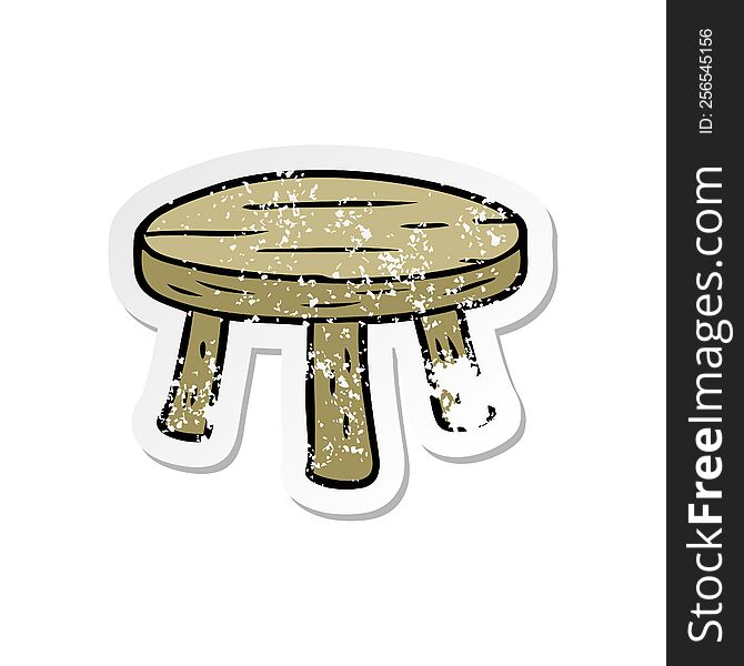 distressed sticker of a cartoon small stool