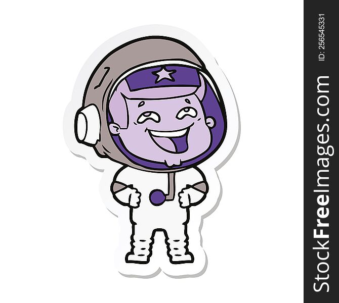 Sticker Of A Cartoon Laughing Astronaut