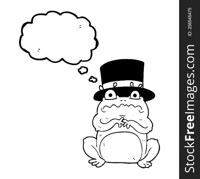 freehand drawn thought bubble cartoon wealthy toad