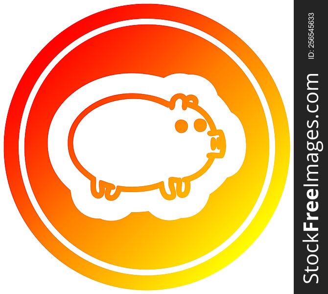 fat pig circular icon with warm gradient finish. fat pig circular icon with warm gradient finish