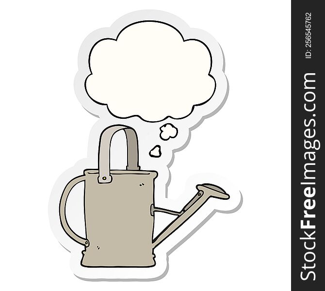 cartoon watering can with thought bubble as a printed sticker
