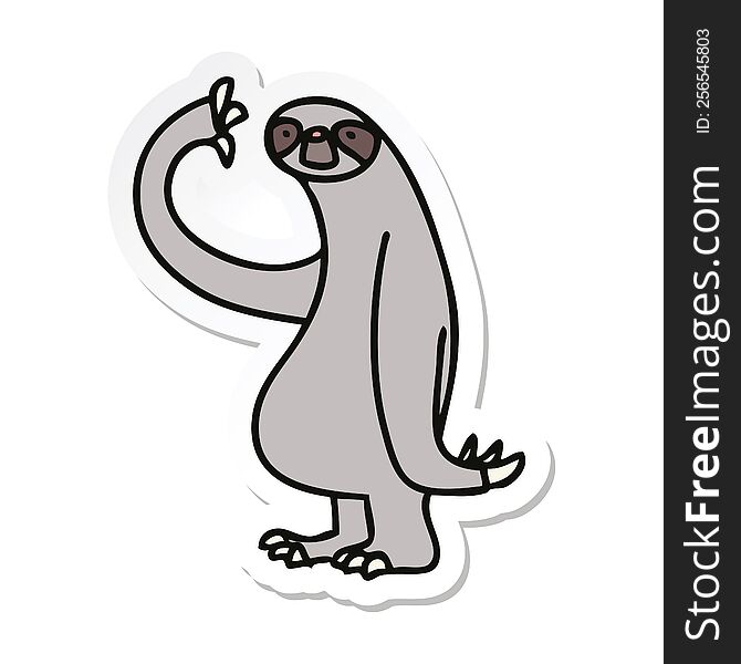 sticker of a quirky hand drawn cartoon sloth