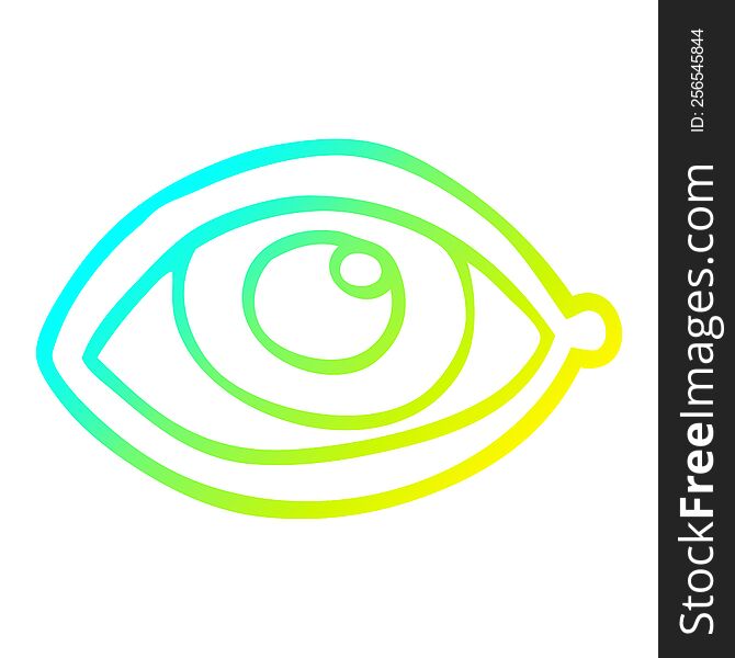 cold gradient line drawing of a cartoon human eye