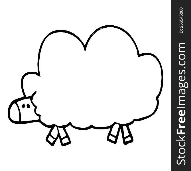 line drawing cartoon of a black sheep