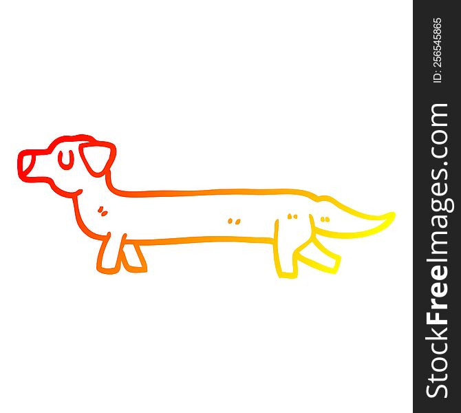warm gradient line drawing of a cartoon dachshund