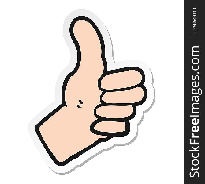 Sticker Of A Cartoon Thumbs Up Sign