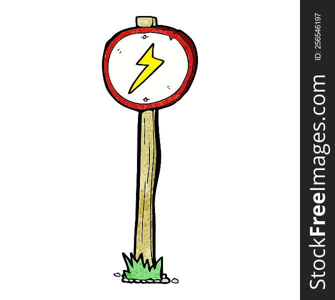 cartoon electrical warning sign