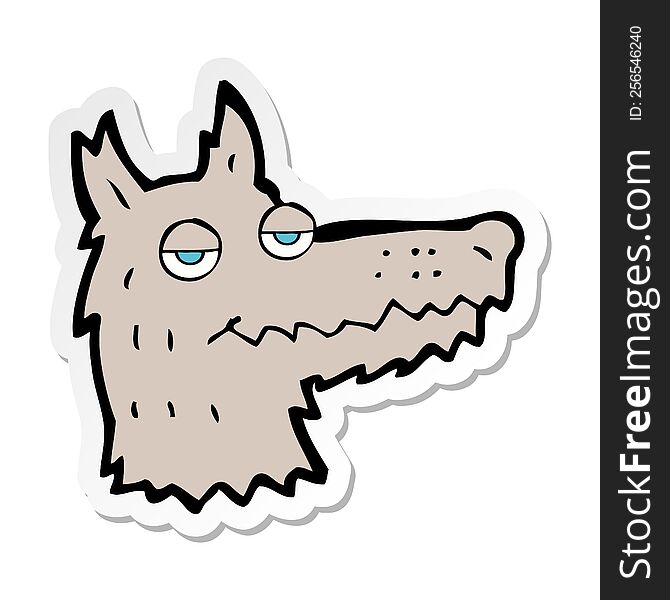 Sticker Of A Cartoon Wolf Head